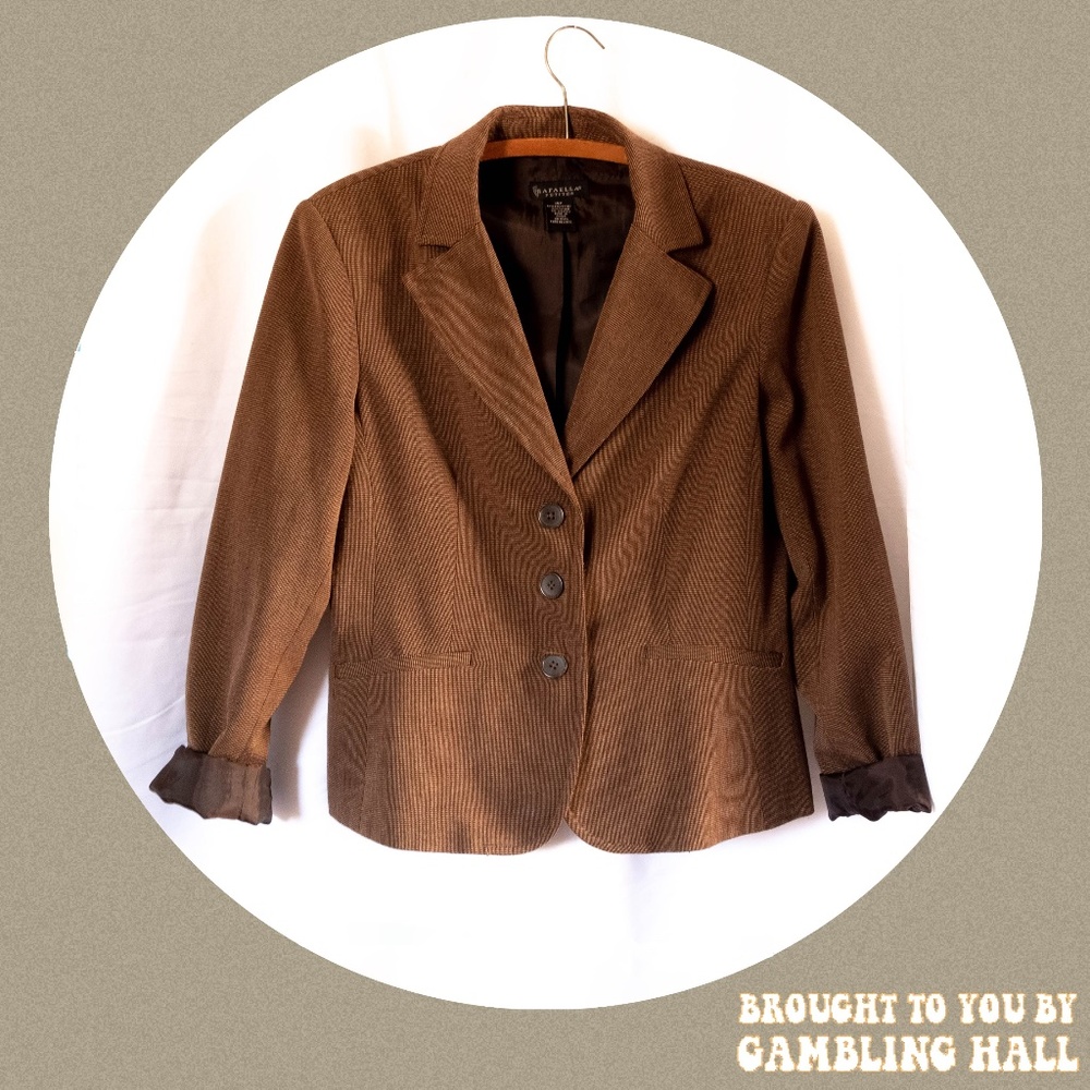 90s boxy fit,  dark brown plaid blazer